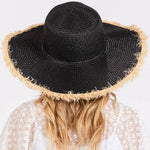 Sensibling Corp. - Frayed Edge Floppy Straw Sun Hat: Beige