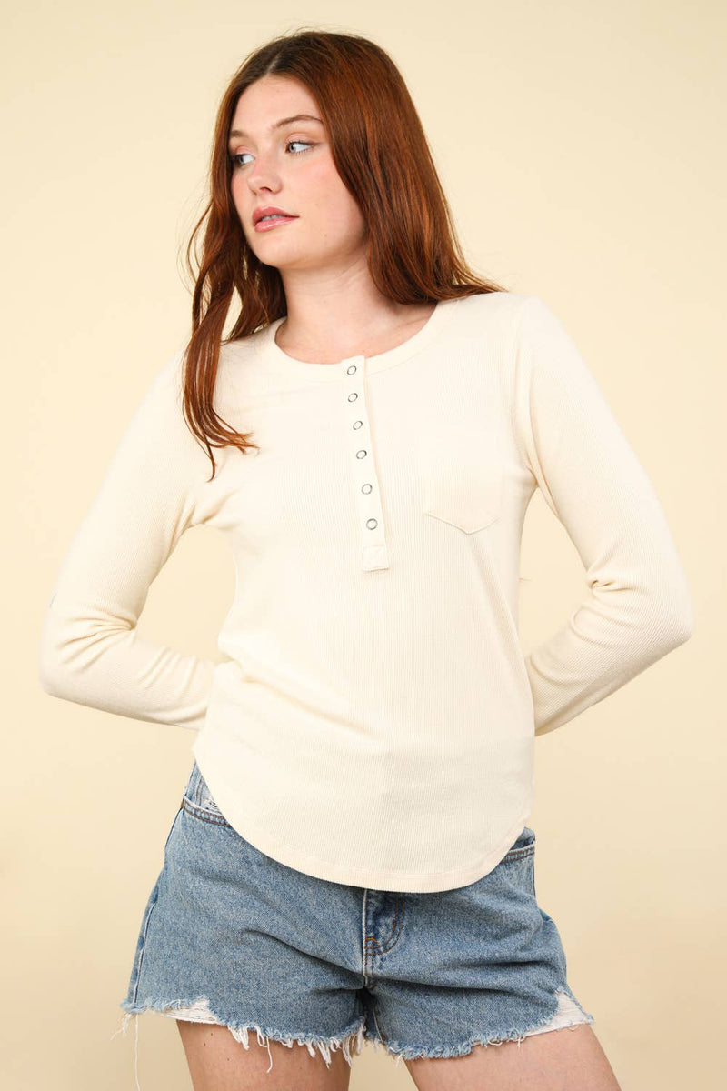 CeCe Brushed Solid Knit Top