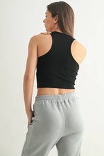Mono B - Essential Micro-Ribbed Racer Athleisure Tank Top: BASIC WHITE / S:M:L (2:2:2)