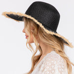 Sensibling Corp. - Frayed Edge Floppy Straw Sun Hat: Beige