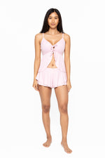 Mono B - Bamboo Blend Double Ruffle Shorts: Black / S:M:L (2:2:2)