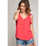 Watermelon Button Down Ruffle Top