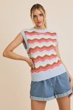 Wavy Sleeveless Knit Top
