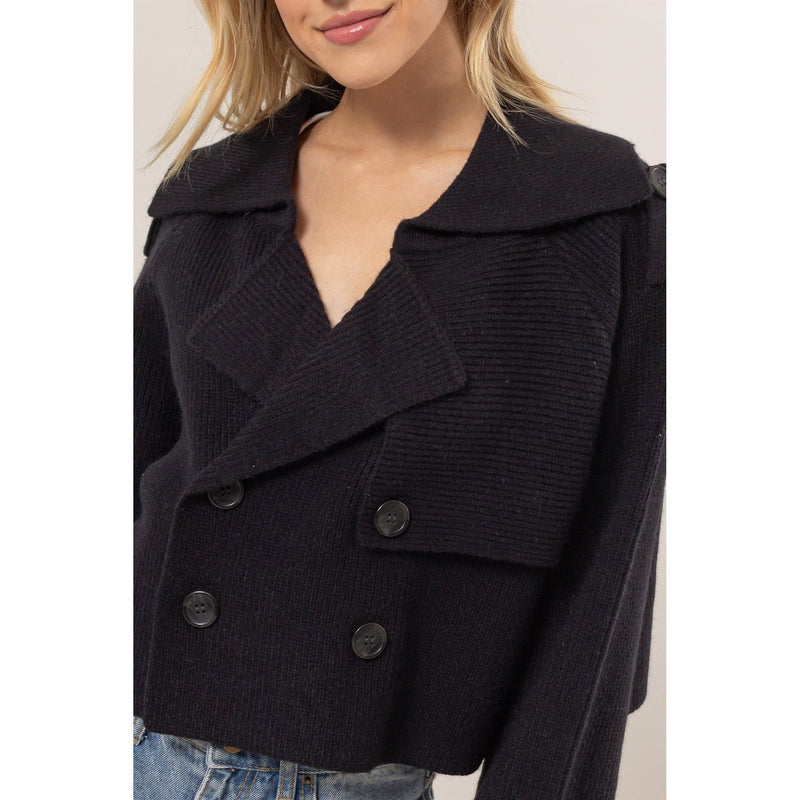 Double Breast Sweater Trench Jacket