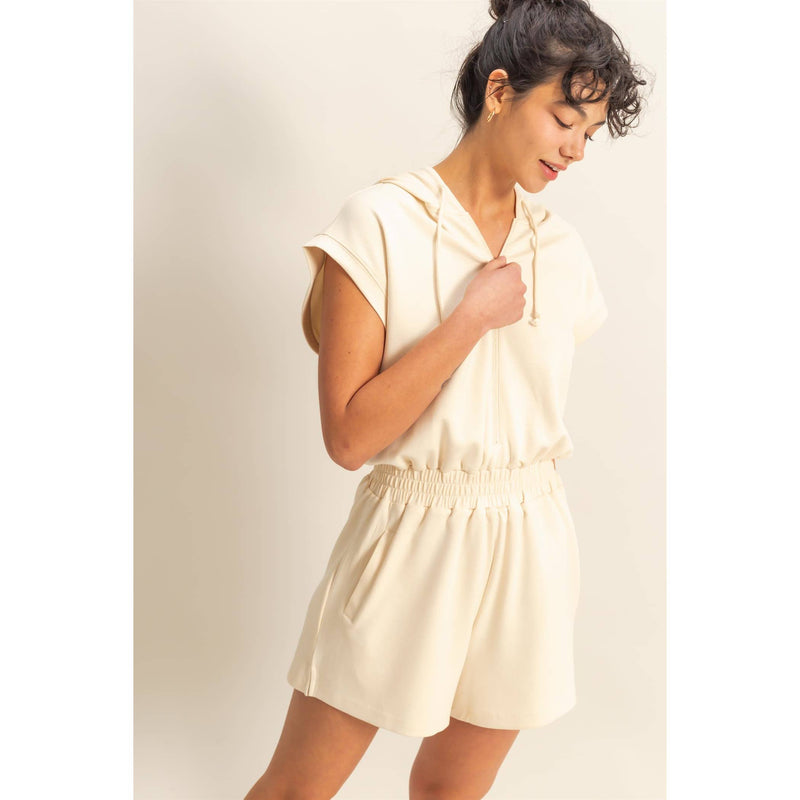 Motek Hooded Romper In Alpaca