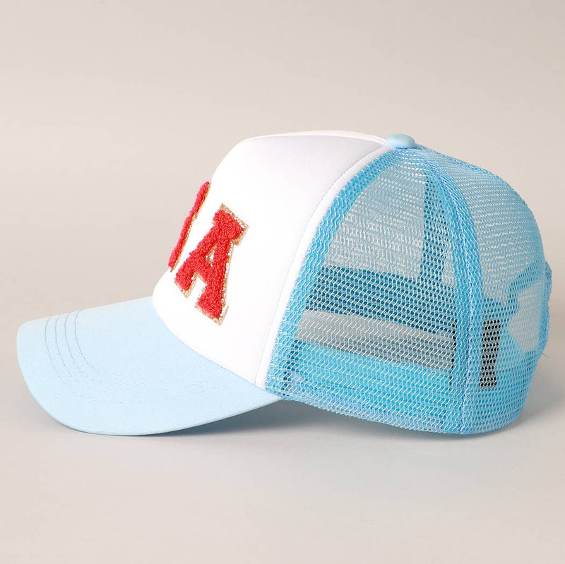 USA Chenille Patched Trucker Hat ONE SIZE