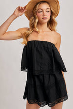 Bluivy - STRAPLESS EMBROIDERED TRIM JUMPSUIT: Beige / S