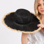 Sensibling Corp. - Frayed Edge Floppy Straw Sun Hat: Beige