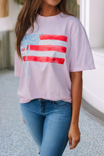 Little Daisy Closet - LDC Flag Bow Graphic Crewneck Tee: White / L