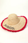 Sunshine Text Straw Hat In Fuchsia