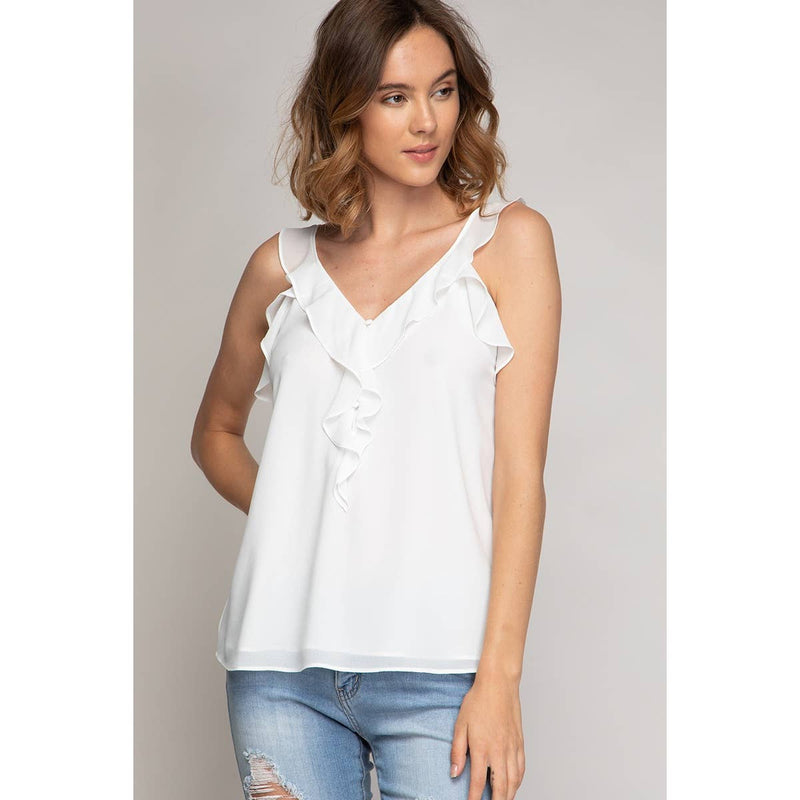 White Ruffle Top