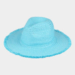 Sensibling Corp. - Frayed Solid Straw Sun Hat: Turquoise