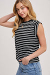 Bluivy - STIRPED MUSCLE TEE: IVORY / S