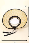 Black Trim Straw Weave Fashion Visor Hat