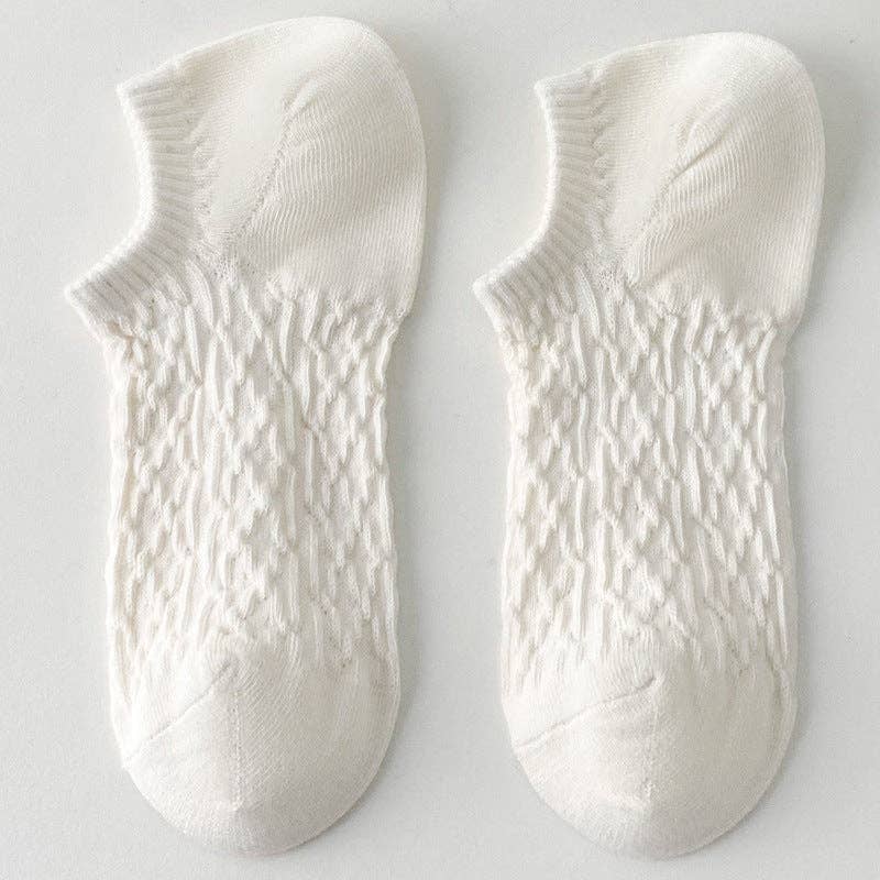 Twist Solid Color Sweet Low Ankle Socks White