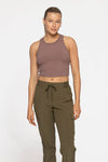 Mono B - Essential Micro-Ribbed Racer Athleisure Tank Top: BASIC WHITE / S:M:L (2:2:2)