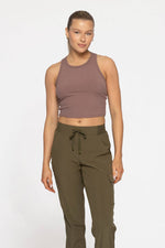 Mono B - Essential Micro-Ribbed Racer Athleisure Tank Top: BASIC WHITE / S:M:L (2:2:2)