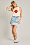LE LIS - HIGH WAISTED CUFFED DENIM MINI SKIRT: Washed Denim / S
