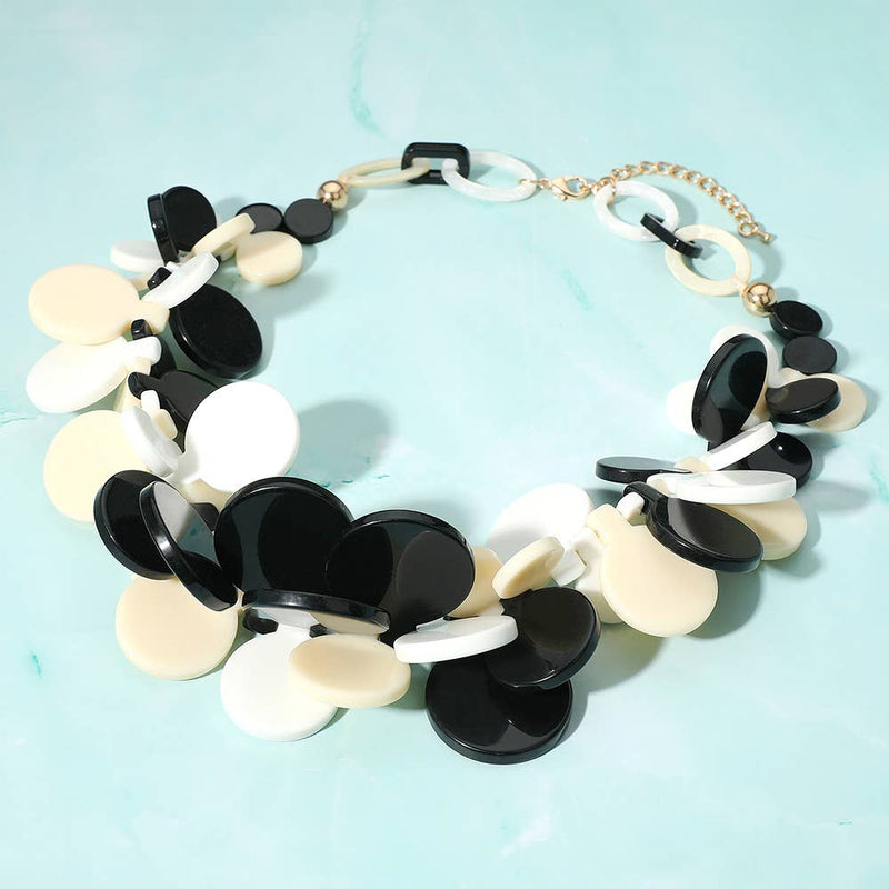 Sensibling Corp. - Bold Colorful Resin Disc Beaded Statement Necklace: Multi-Colored