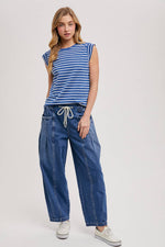 Bluivy - STIRPED MUSCLE TEE: IVORY / S