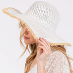 Sensibling Corp. - Frayed Edge Floppy Straw Sun Hat: Beige