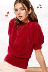 Soft Mohair Puff Short Sleeve Knit Top