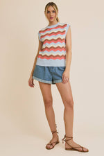 Wavy Sleeveless Knit Top