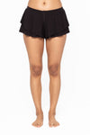 Mono B - Bamboo Blend Double Ruffle Shorts: Black / S:M:L (2:2:2)