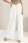 High Waist Belted Pant White