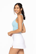 Mono B - Essential Micro-Ribbed Racer Athleisure Tank Top: BASIC WHITE / S:M:L (2:2:2)