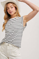 Bluivy - STIRPED MUSCLE TEE: IVORY / S