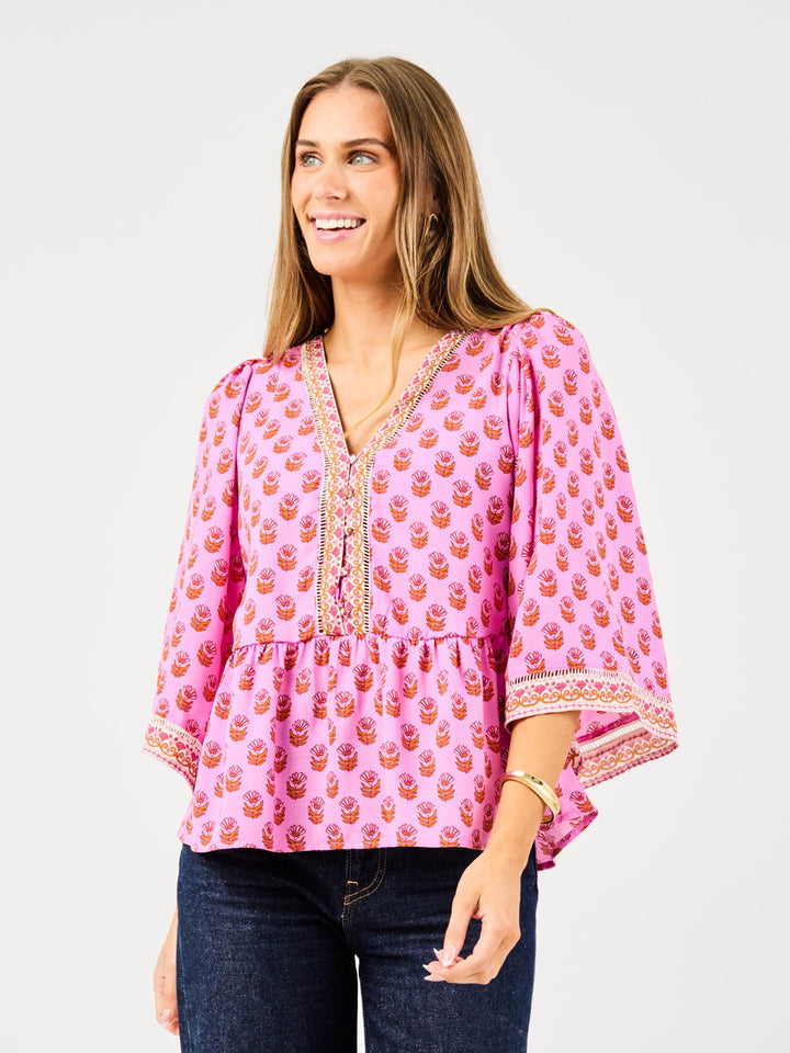 Monroe Top | Floral Foulard Pink