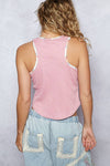Floral Contrast Ribbed Tank