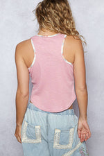 Floral Contrast Ribbed Tank