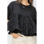 SHORT SLEEVE BABYDOLL BLOUSE