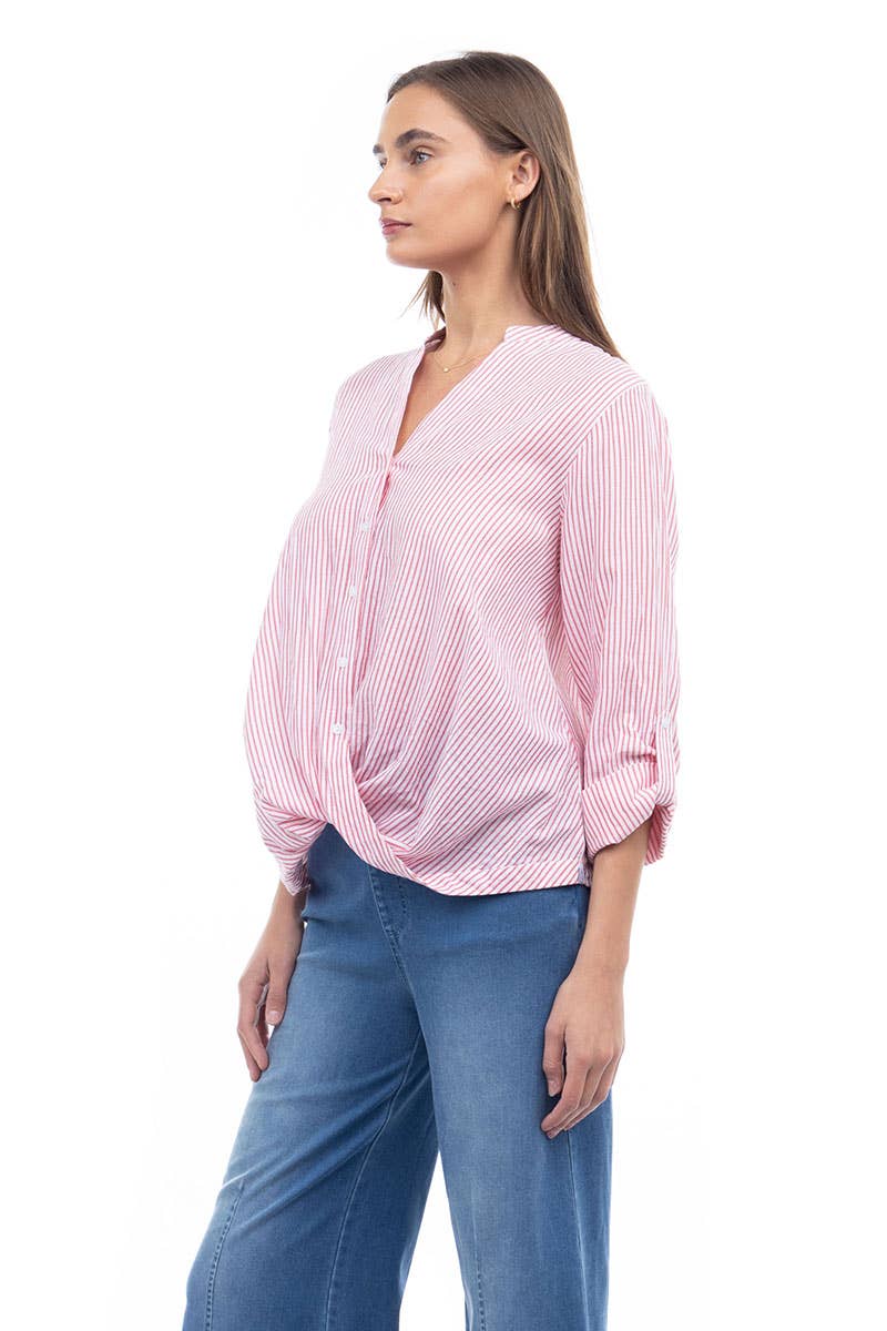 Leah Striped Shirt - Magenta