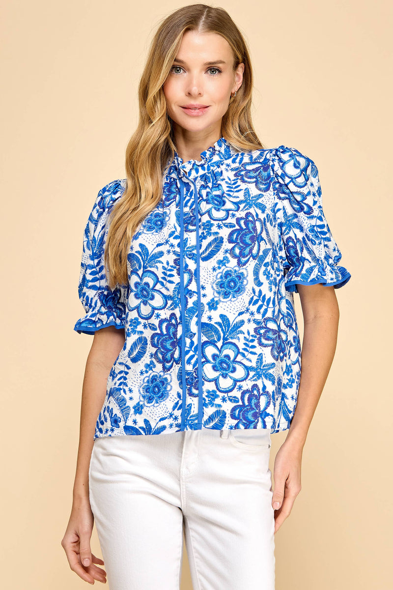 Lacey Floral Mock Top