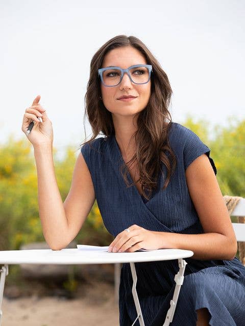 Blue Planet Eco-Eyewear - BP20874 Sutter- Light Blue/Ivory Turquoise + Light Filtering: 1.75
