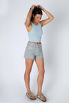 Ribbed High Neck Crop Top: 2231 Breezy Blue
