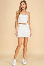 Blake Pointelle Polka Dot Double Layer Skirt