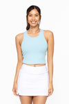 Mono B - Essential Micro-Ribbed Racer Athleisure Tank Top: BASIC WHITE / S:M:L (2:2:2)