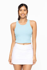 Mono B - Essential Micro-Ribbed Racer Athleisure Tank Top: BASIC WHITE / S:M:L (2:2:2)