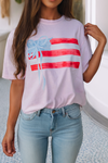 Little Daisy Closet - LDC Flag Bow Graphic Crewneck Tee: White / L