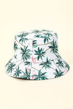 Palm Trees Print Bucket Hat In White