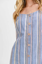 Button Down Dress With Bow Straps & Cross Lace Back