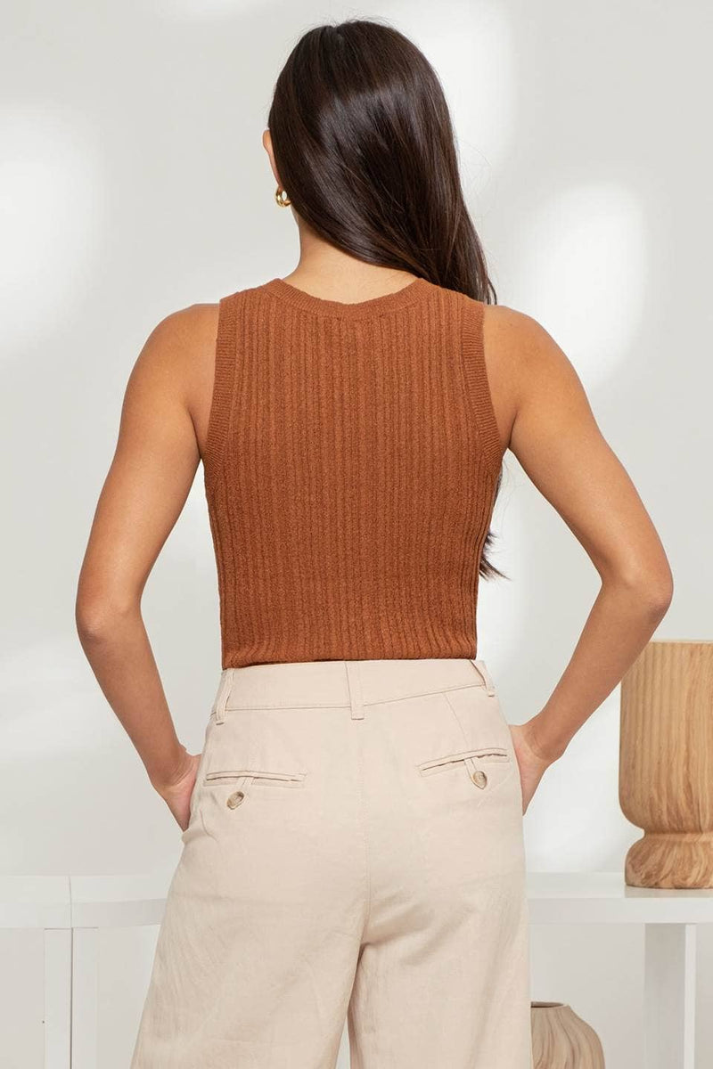 The Workshop Studio - SLEEVELESS ROUND NECK SWEATER KNIT TOP: BLACK