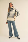 STRIPED TURTLE NECK SWEATER TOP