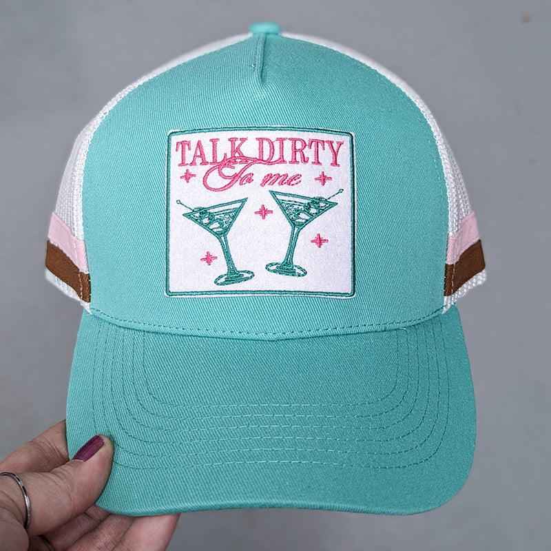 Talk Dirty To Me Turquoise Trucker Cap