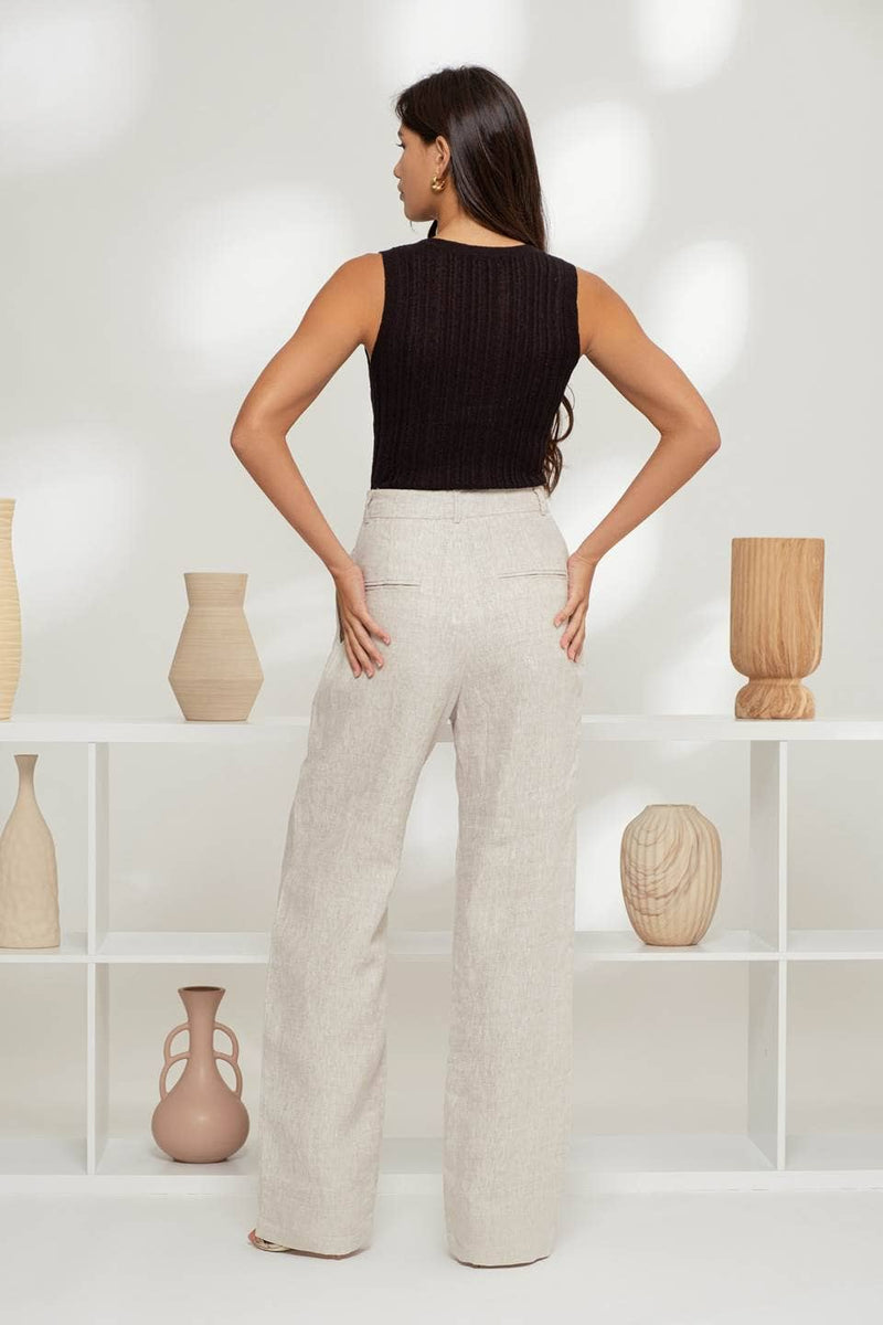 The Workshop Studio - SLEEVELESS ROUND NECK SWEATER KNIT TOP: BLACK