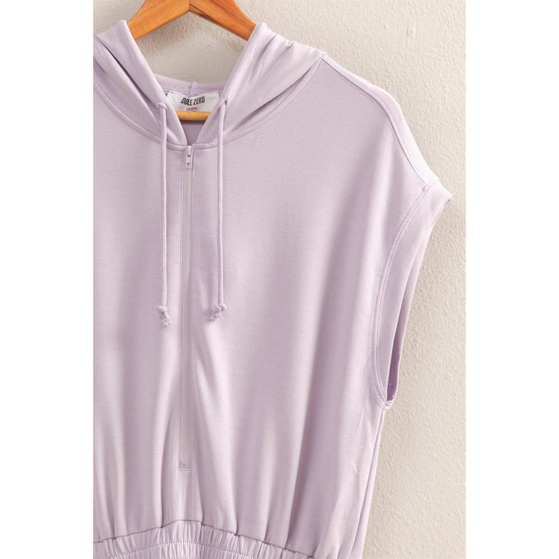 Motek Hooded Romper In Lilac